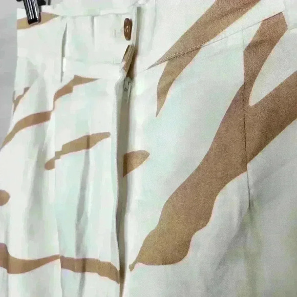 Raquette women's brown zebra print pants wide leg tailored pants size small - Picture 7 of 10